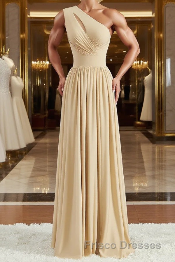 A-Line/Princess One-Shoulder Floor-Length Jersey Bridesmaid Dress with Leg Slit Main image