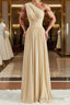 A-Line/Princess One-Shoulder Floor-Length Jersey Bridesmaid Dress with Leg Slit