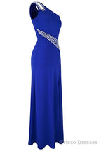 A-Line/Princess One-Shoulder Floor-Length Satin Prom Dresses With Beading