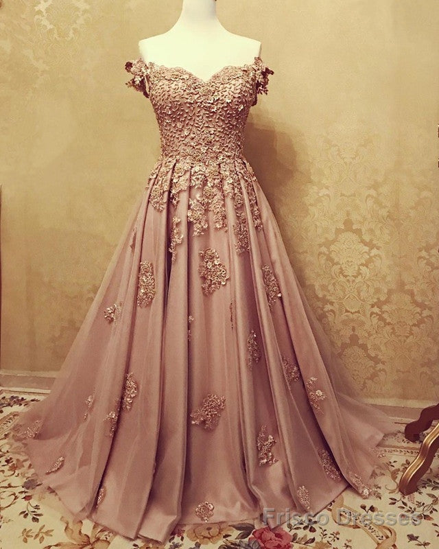 A-Line /Princess Prom Dresses Tulle Off The Shoulder Lace Embroidery Secondary image