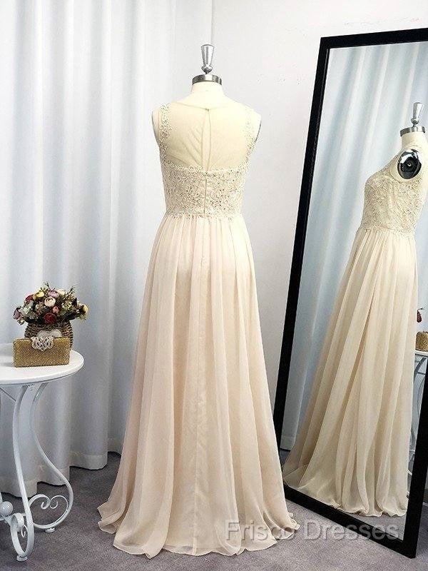 A-Line/Princess Scoop Applique Sleeveless Chiffon Floor-Length Dress