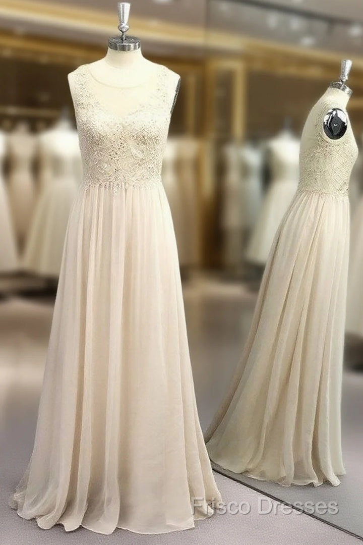 A-Line/Princess Scoop Applique Sleeveless Chiffon Floor-Length Dress Main image