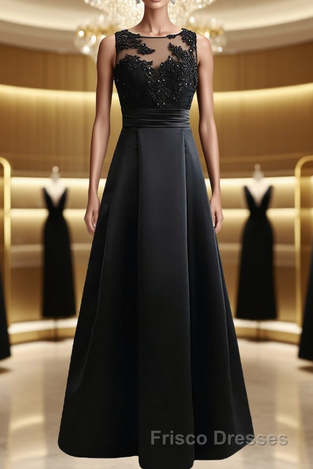 A-Line/Princess Scoop Sweep Train Satin Mother of the Bride Dress Main image