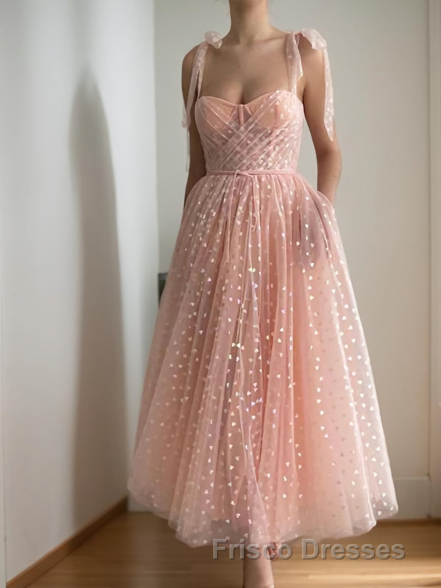 A-Line/Princess Spaghetti Straps Ankle-Length Homecoming Dress Secondary image