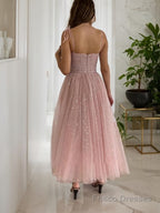 A-Line/Princess Spaghetti Straps Ankle-Length Homecoming Dresses