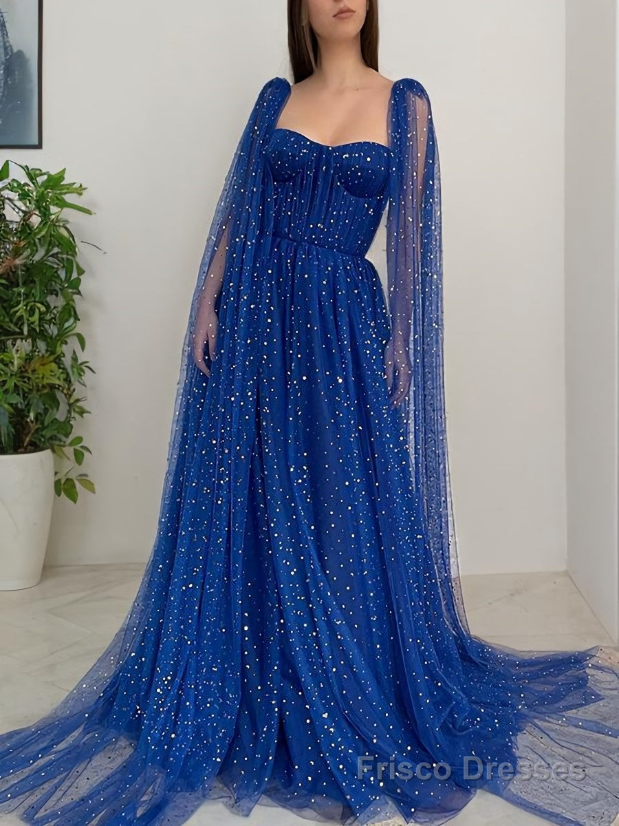 A-Line/Princess Square Sweep Train Prom Dresses With Ruffles Main image