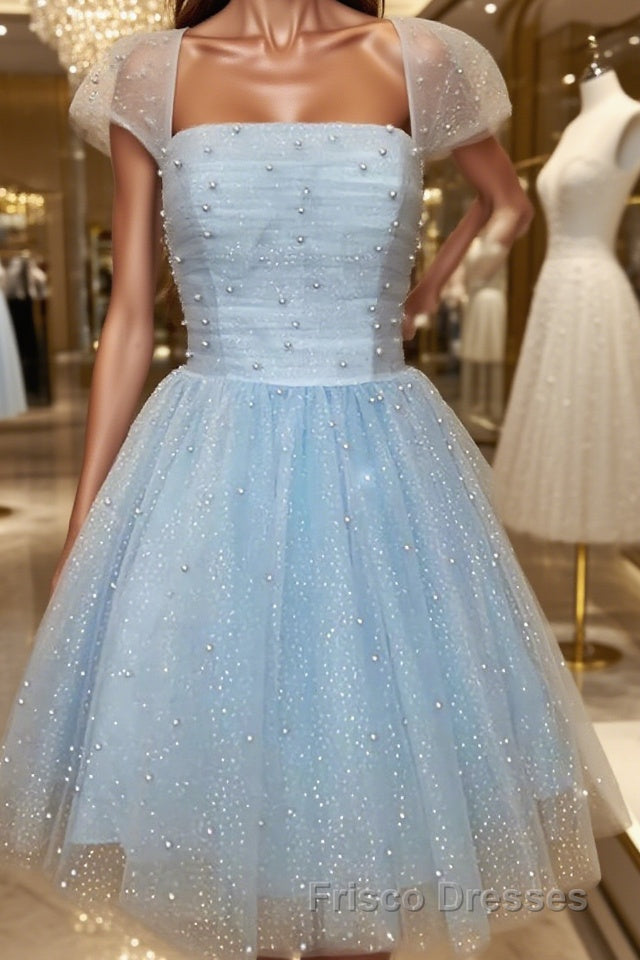 A-Line/Princess Strapless Short/Mini Tulle Homecoming Dress With Beading Main image