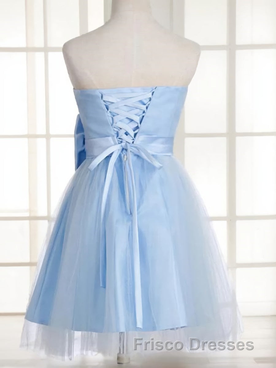 A-Line/Princess Strapless Short/Mini Tulle Homecoming Dress With Bow Secondary image