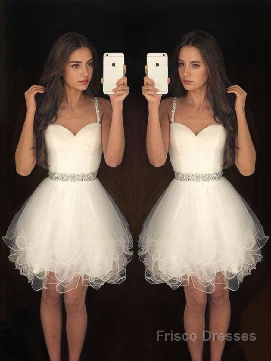 A-Line/Princess Sweetheart Short/Mini Tulle Homecoming Dresses With Beading Main image