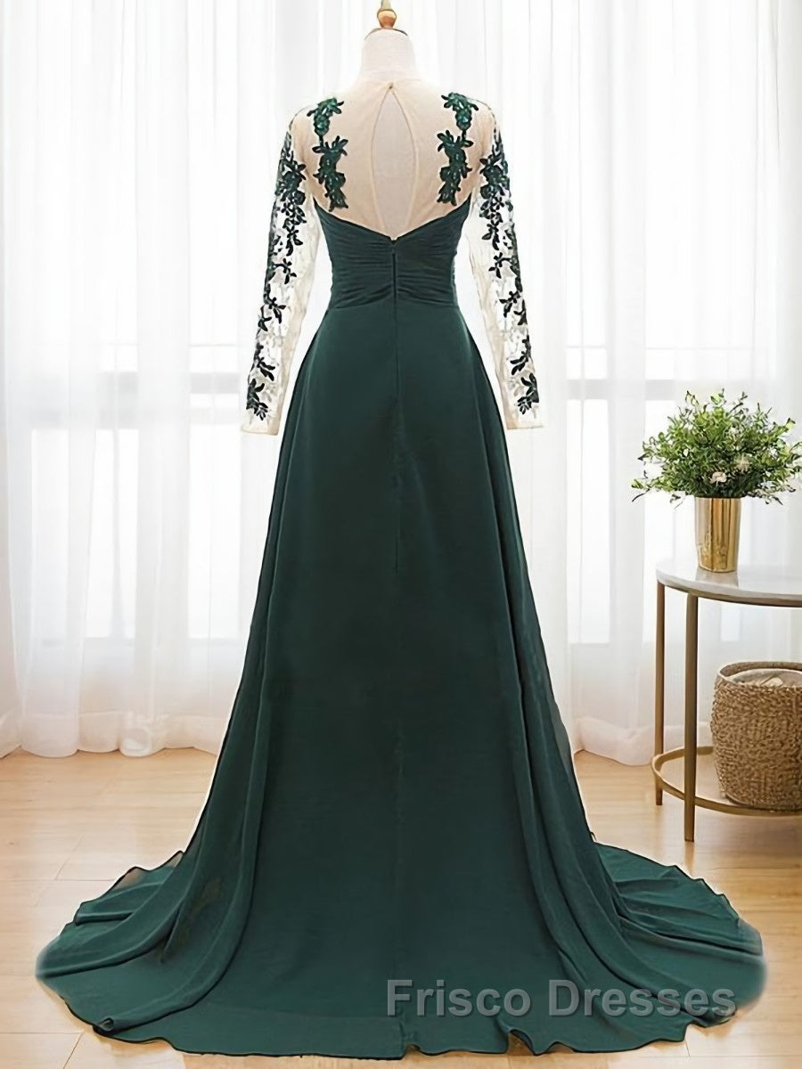 A-Line/Princess Sweetheart Sweep Train Chiffon Mother of the Bride Dress With Appliques Lace Secondary image