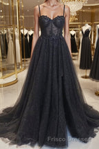 A-Line/Princess Sweetheart Sweep Train Formal Prom Dress With Leg Slit