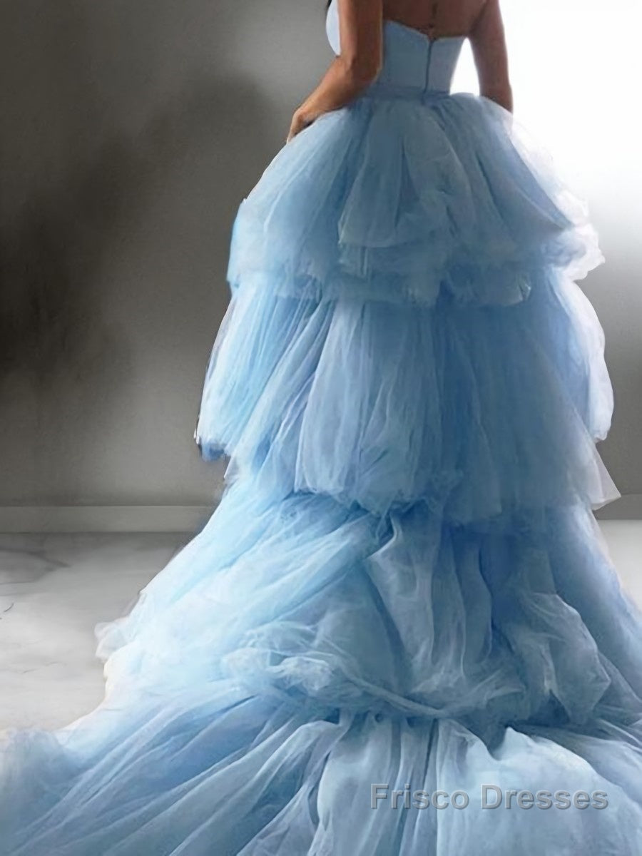 A-Line/Princess Sweetheart Sweep Train Tulle Prom Dresses Secondary image