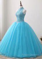 A-Line/Princess Tulle Appliques Lace Formal Prom Dress With Beading