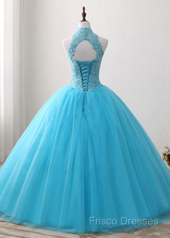 A-Line/Princess Tulle Appliques Lace Formal Prom Dress With Beading