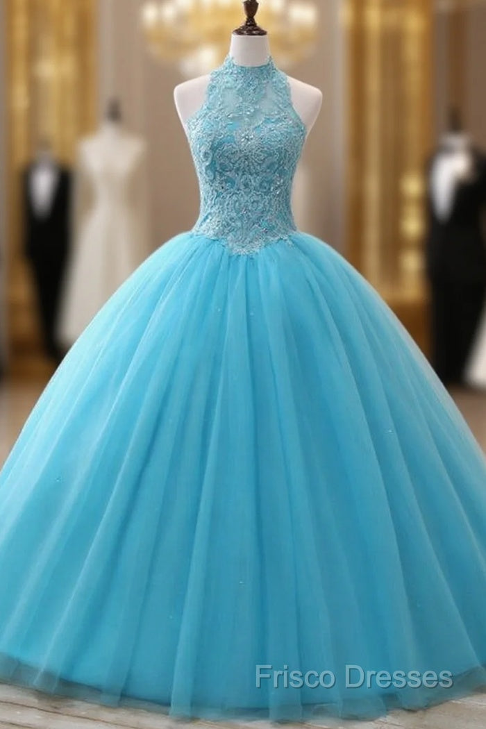 A-Line/Princess Tulle Appliques Lace Formal Prom Dress With Beading Main image