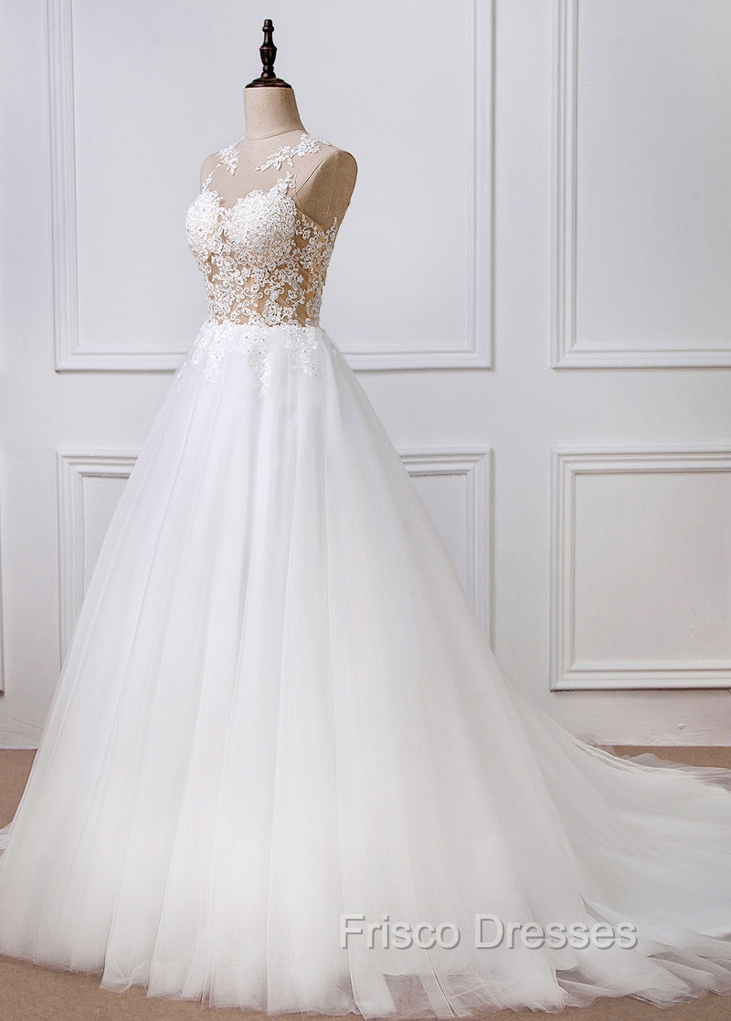 A-Line/Princess Tulle Appliques Lace Wedding Dress Secondary image