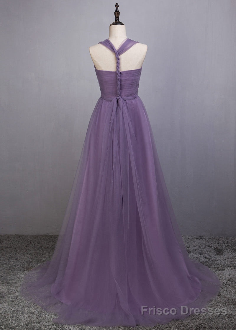A-Line/Princess Tulle Sleeveless Bow(S) Bridesmaids Dresses