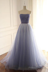 A-Line/Princess Tulle  Sweetheart  Floor-Length Prom Dresses