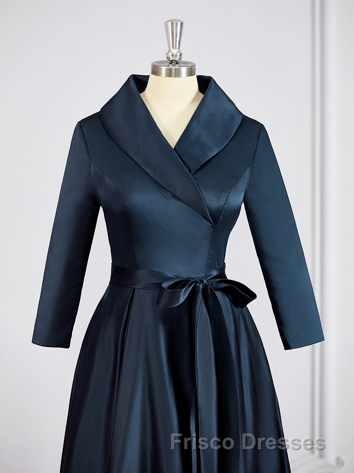 A-Line/Princess V-neck Asymmetrical Satin Mother of the Bride Dress With Belt/Sash Secondary image