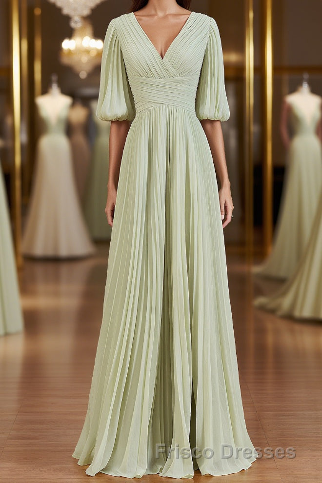 A-Line/Princess V-neck Floor-Length Chiffon Mother of the Bride Dress Main image