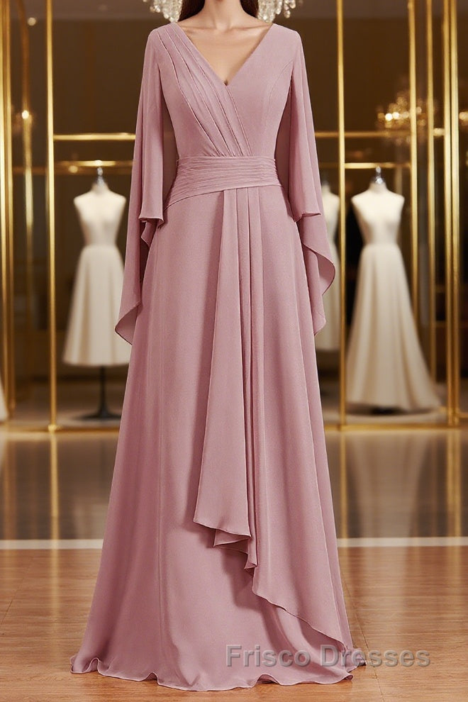 A-Line/Princess V-neck Floor-Length Chiffon Mother of the Bride Dress