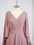 A-Line/Princess V-neck Floor-Length Chiffon Mother of the Bride Dress