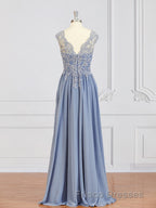 A-Line/Princess V-neck Floor-Length Chiffon Mother of the Bride Dress With Appliques Lace