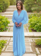 A-Line/Princess V-neck Floor-Length Chiffon Mother of the Bride Dresses With Ruffles