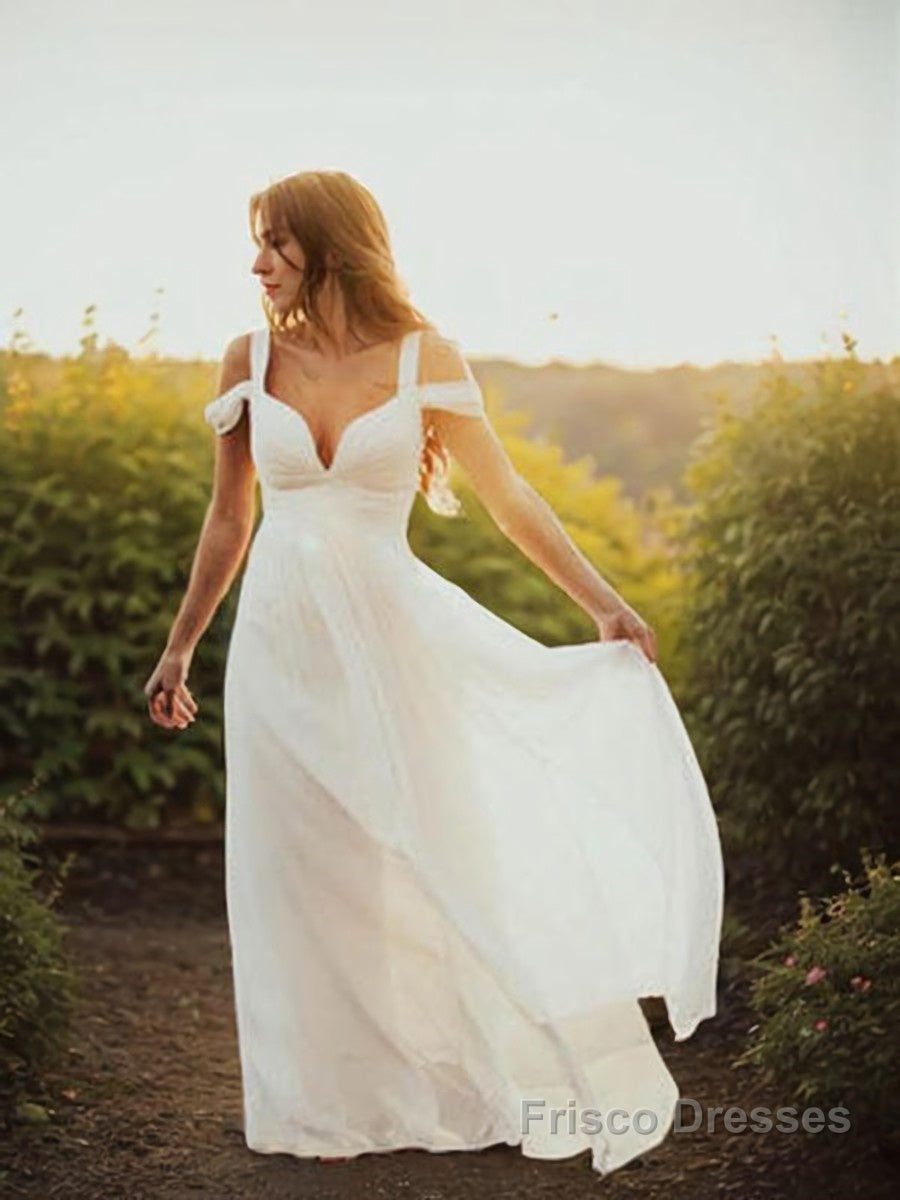 A-Line/Princess V-neck Floor-Length Chiffon Wedding Dresses With Ruffles Main image