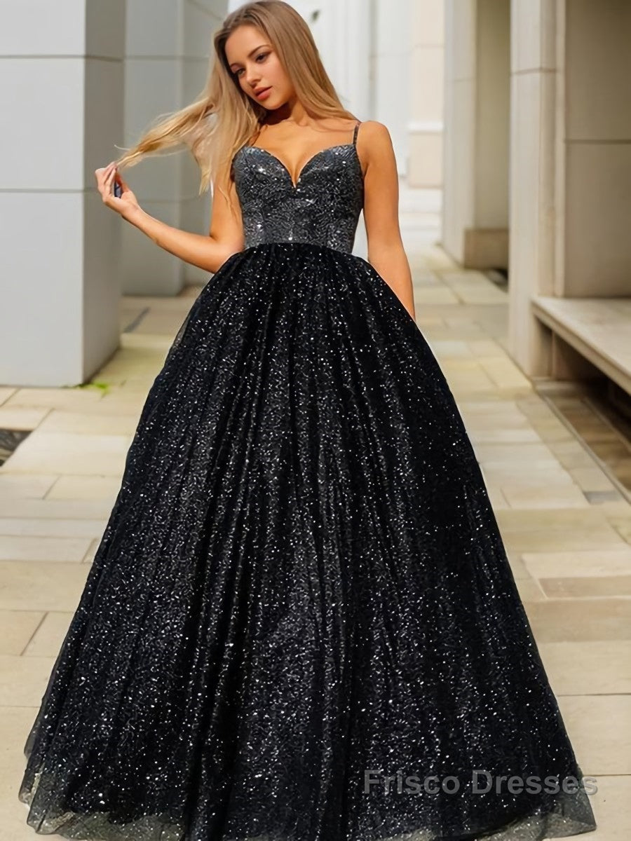 A-Line/Princess V-neck Floor-Length Prom Dresses Main image
