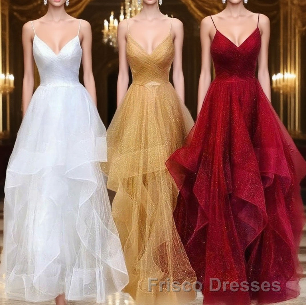 A-Line/Princess V-neck Floor-Length Formal Prom Dress Main image