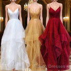 A-Line/Princess V-neck Floor-Length Formal Prom Dress