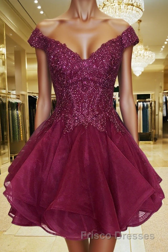 A-Line/Princess V-neck Short/Mini Organza Homecoming Dress With Beading