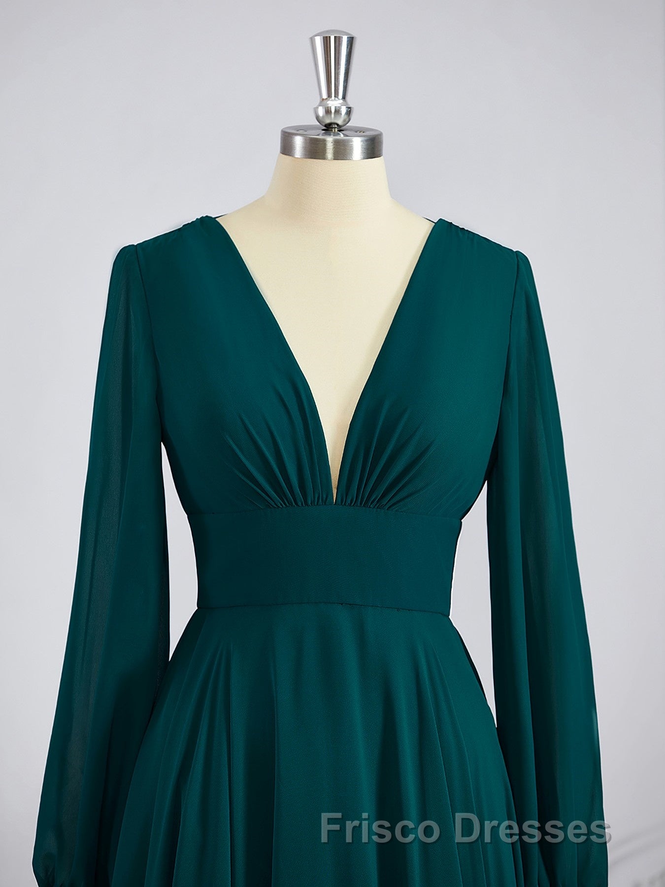A-Line/Princess V-neck Sweep Train Chiffon Bridesmaid Dress Secondary image