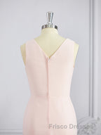 A-Line/Princess V-neck Sweep Train Chiffon Bridesmaid Dress