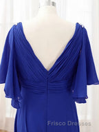A-Line/Princess V-neck Sweep Train Chiffon Mother of the Bride Dress With Beading