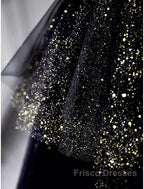 A-Line Formal Prom Dress Black Dress Dress Formal Birthday Floor Length Sleeveless Strapless Tulle With Ruched Sequin
