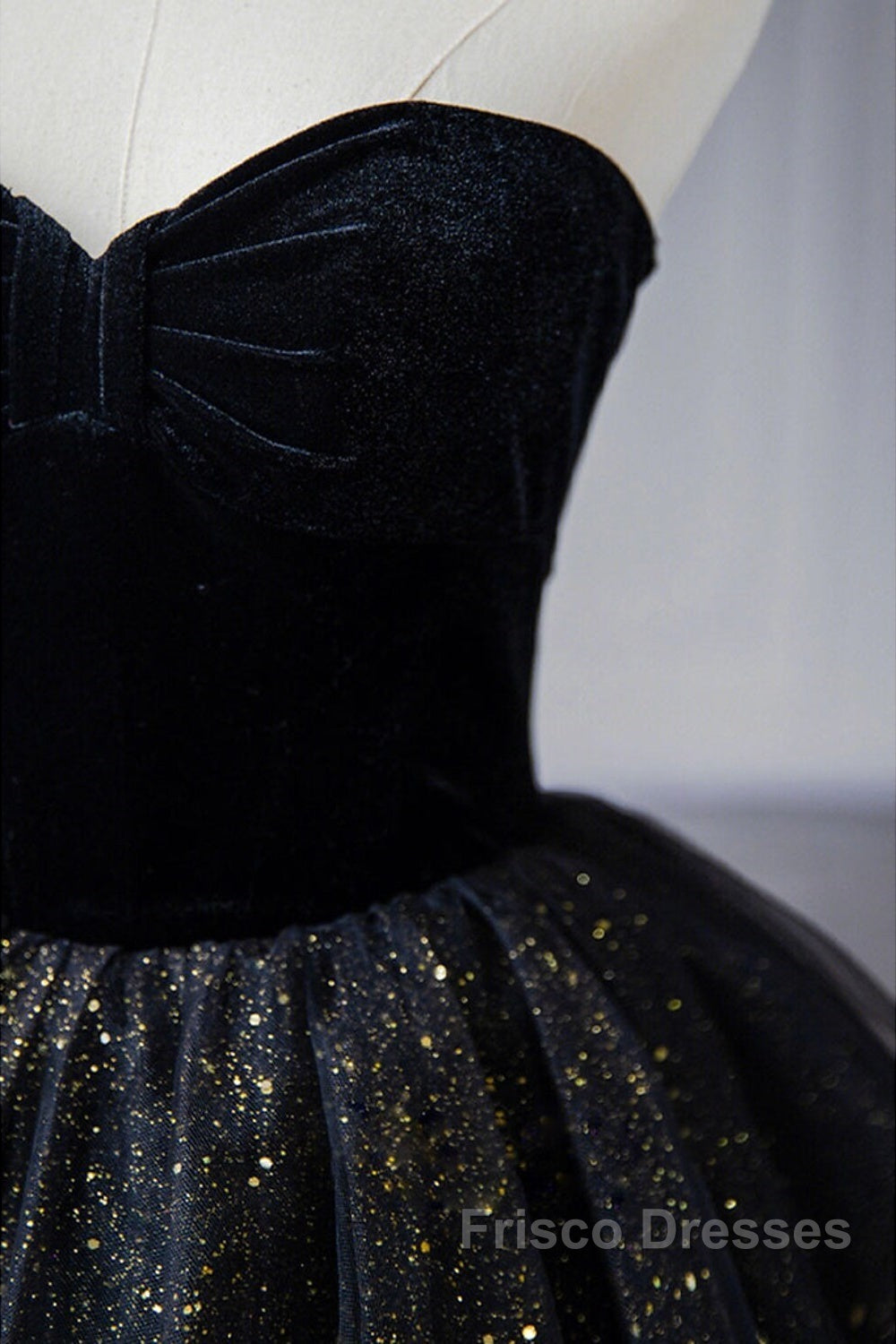A-Line Formal Prom Dress Black Dress Dress Formal Birthday Floor Length Sleeveless Strapless Tulle With Ruched Sequin