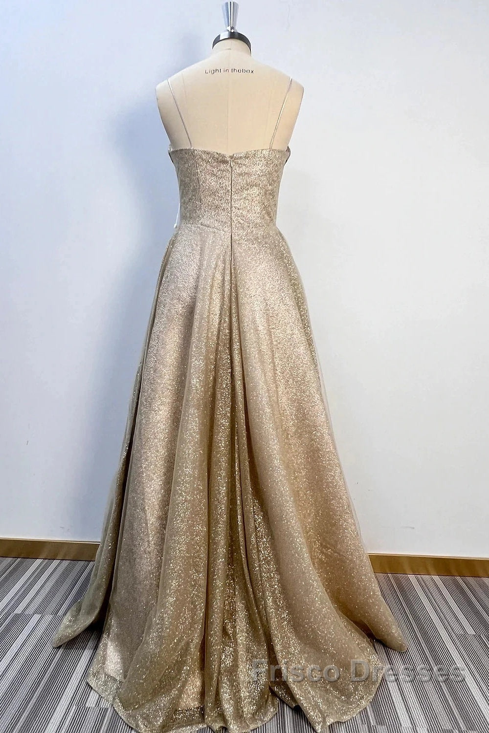 A-Line Formal Prom Dress Corsets Dress Wedding Party Sweep / Brush Train Sleeveless Spaghetti Strap Tulle With Glitter Pleats