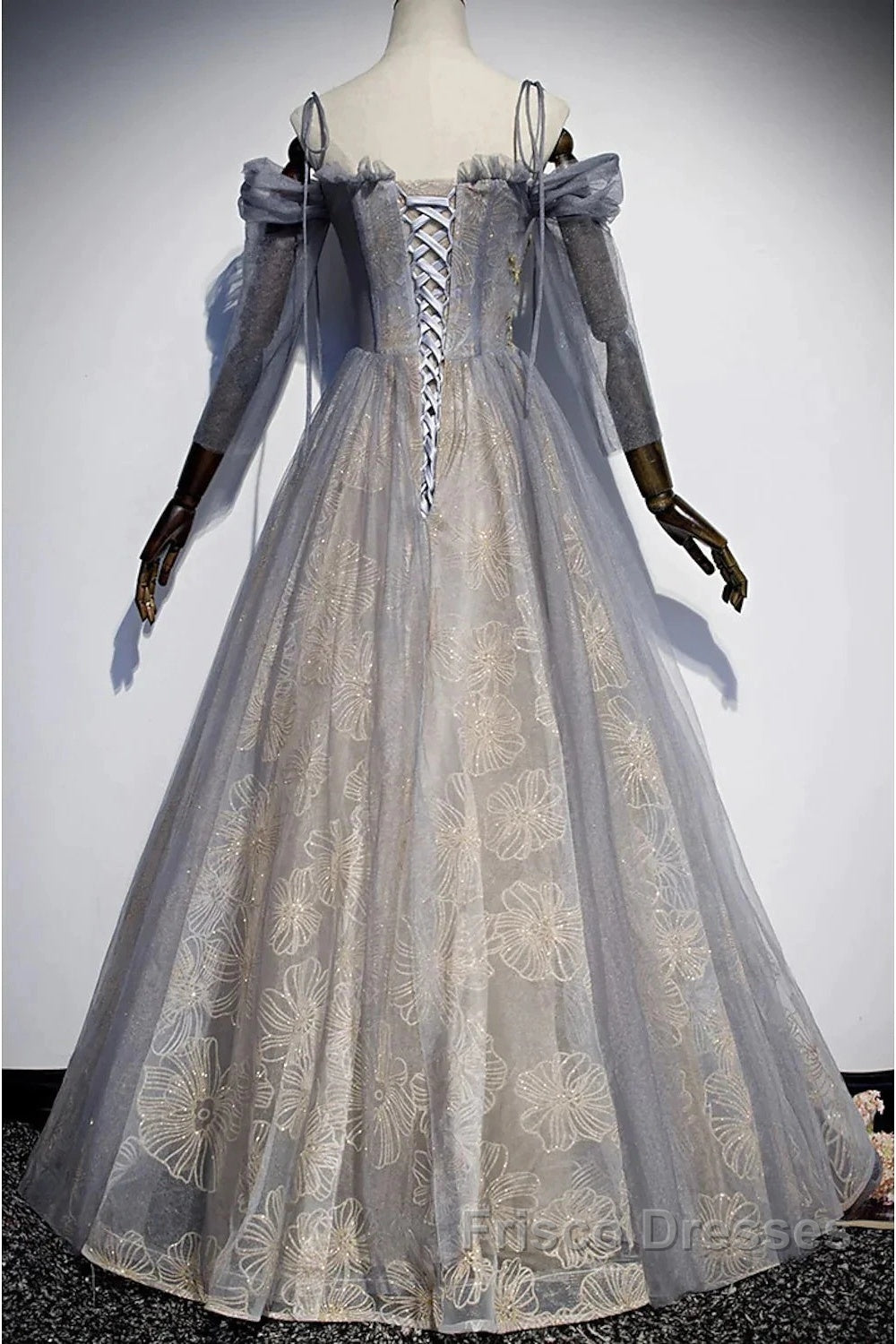 A-Line Formal Prom Dress Dress Wedding Floor Length Strap Tulle With Sequin Embroidery Secondary image