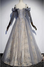 A-Line Formal Prom Dress Dress Wedding Floor Length Strap Tulle With Sequin Embroidery