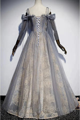 A-Line Formal Prom Dress Dress Wedding Floor Length Strap Tulle With Sequin Embroidery