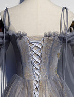 A-Line Formal Prom Dress Dress Wedding Floor Length Strap Tulle With Sequin Embroidery