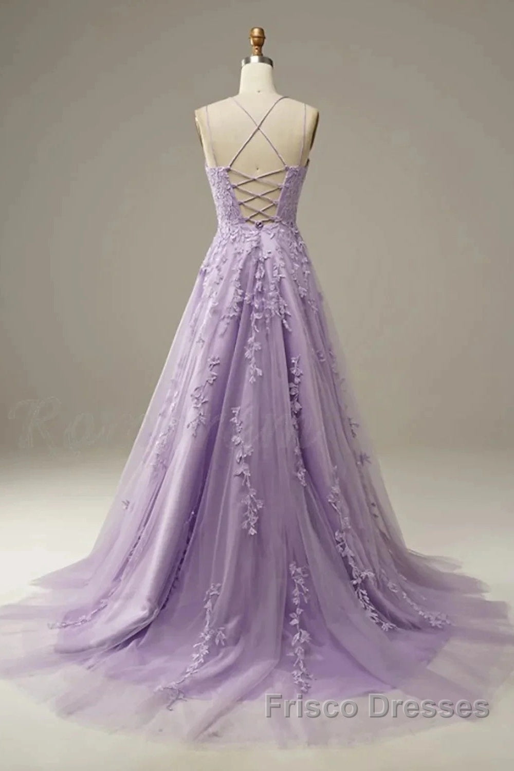A-Line Formal Prom Dress Floral Dress Formal Sleeveless Strap Tulle With Appliques Secondary image