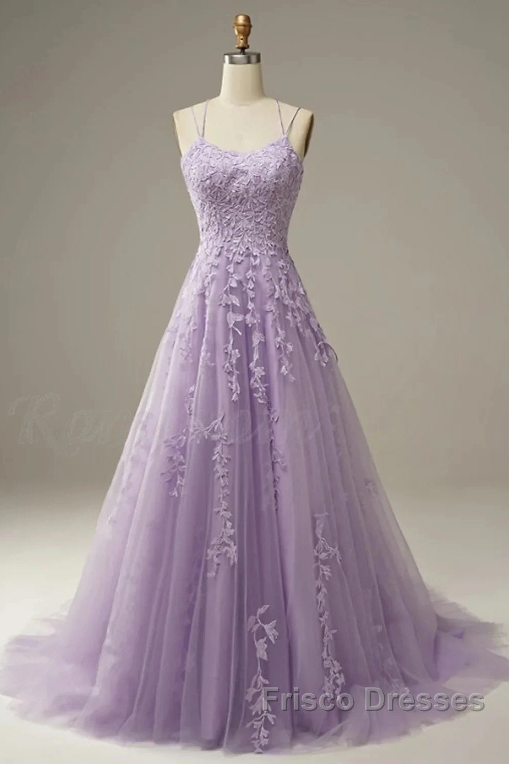 A-Line Formal Prom Dress Floral Dress Formal Sleeveless Strap Tulle With Appliques