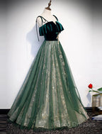 A-Line Formal Prom Dress Glittering Dress Wedding Guest Engagement Floor Length Sleeveless Spaghetti Strap Organza With Sequin