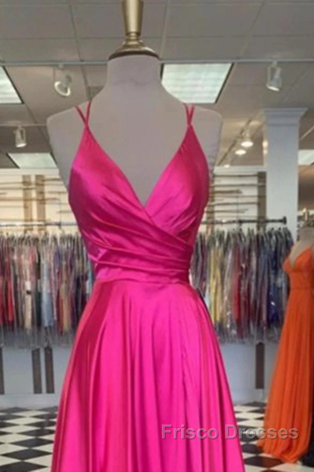 A-Line Formal Prom Dress Sexy Dress Formal Floor Length Sleeveless Spaghetti Strap Bridesmaid Dress Charmeuse With Slit Secondary image