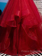A-Line Formal Prom Dress Sexy Dress Party Wear Floor Length Sleeveless Spaghetti Strap Tulle With Ruffles