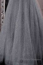 A-Line Formal Prom Dress Sparkle & Shine Dress Party Dress Birthday Floor Length Sleeveless Spaghetti Strap Tulle With Glitter Crystals