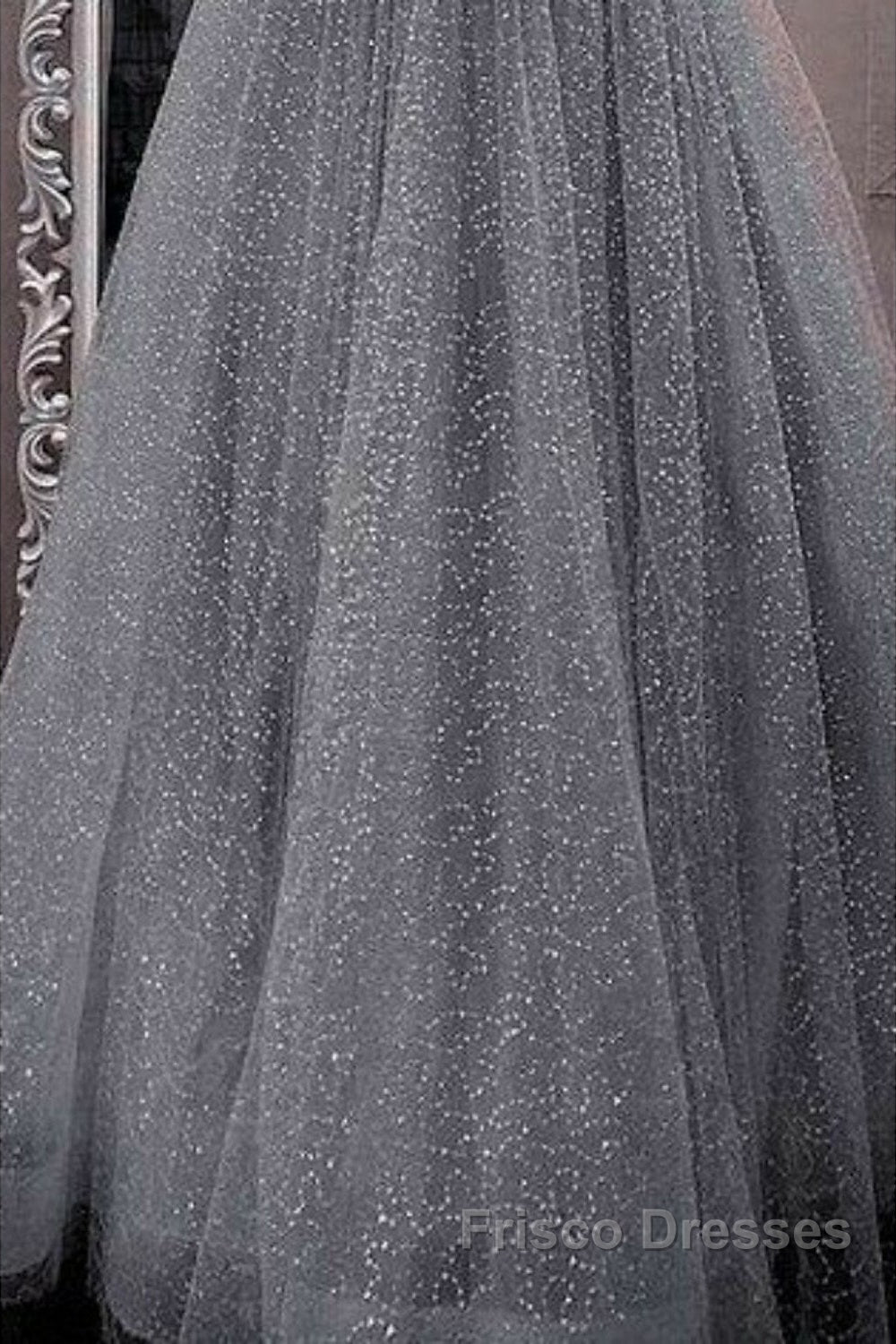 A-Line Formal Prom Dress Sparkle & Shine Dress Party Dress Birthday Floor Length Sleeveless Spaghetti Strap Tulle With Glitter Crystals